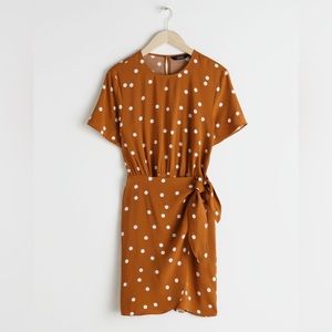 Polka dot wrap dress tan - and other stories